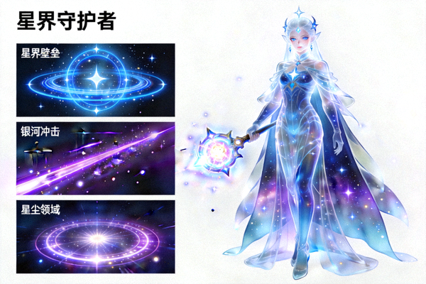 新英雄'星界守护者'角色设计原画与技能特效展示