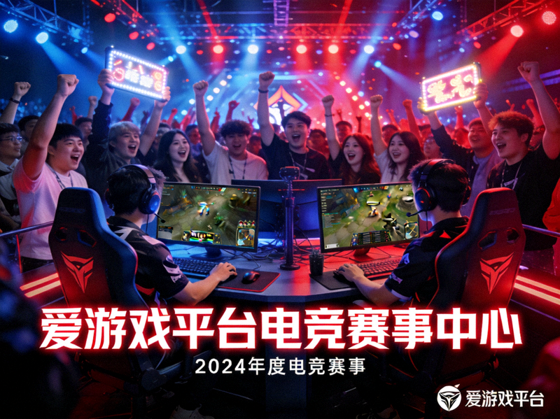 爱游戏平台电竞赛事中心主视觉图 - 展现激烈电竞比赛现场与观众热情氛围