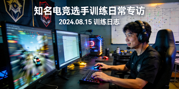 知名电竞选手训练日常专访 - 选手在训练基地专注练习的场景