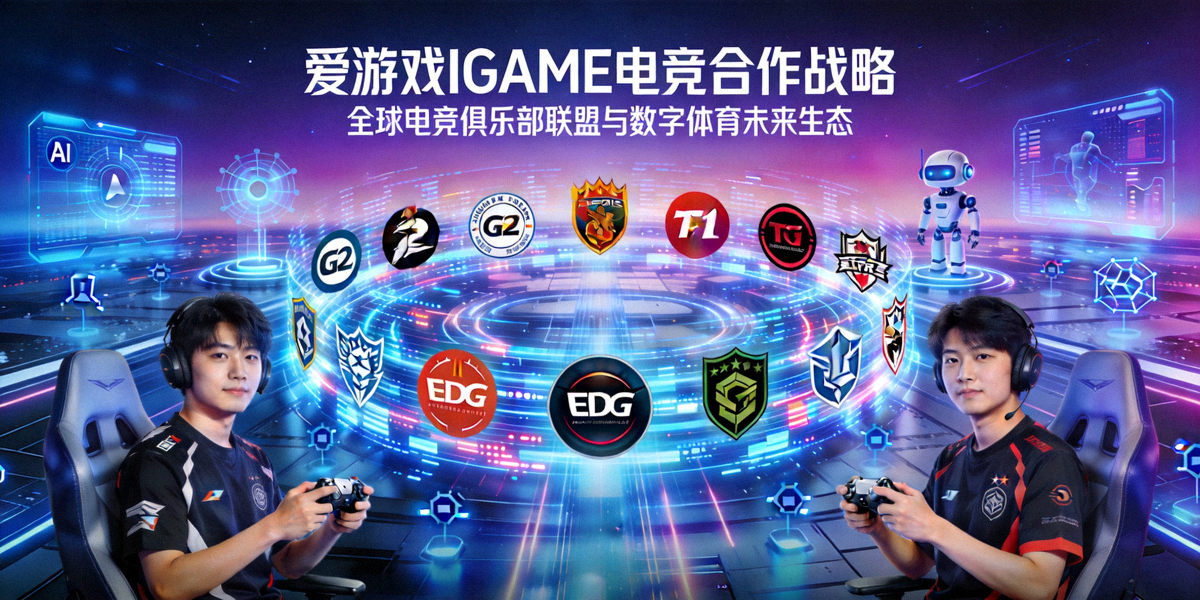 爱游戏IGAME电竞合作战略主视觉 - 展现全球电竞俱乐部联盟与数字体育未来生态