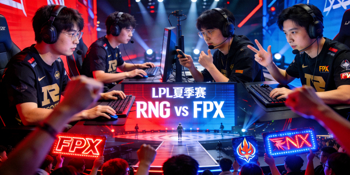 LPL夏季赛焦点战RNG对阵FPX现场，选手激烈对抗的精彩瞬间