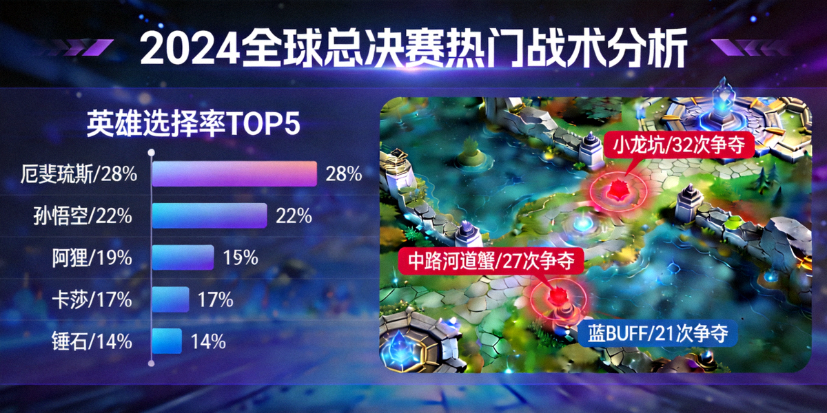 S赛版本热门战术分析横幅 - 展示职业赛场英雄选择与地图资源争夺的热点区域